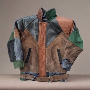 Fourstars vintage children's coat in suede and leather size small unisex